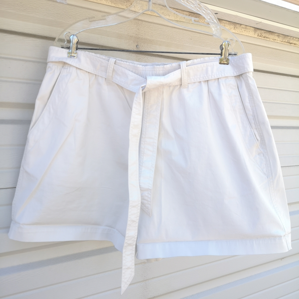 Polo Ralph Lauren Elastic Waist Shorts Womens XL White Chino Sash Belt Nautical